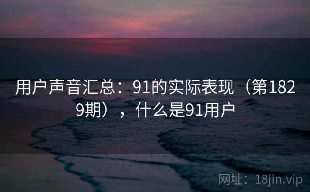 用户声音汇总：91的实际表现（第1829期），什么是91用户
