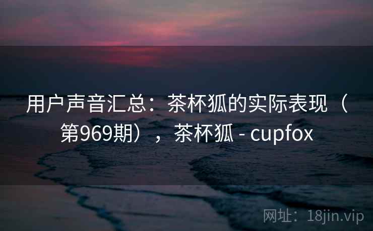用户声音汇总：茶杯狐的实际表现（第969期），茶杯狐 - cupfox